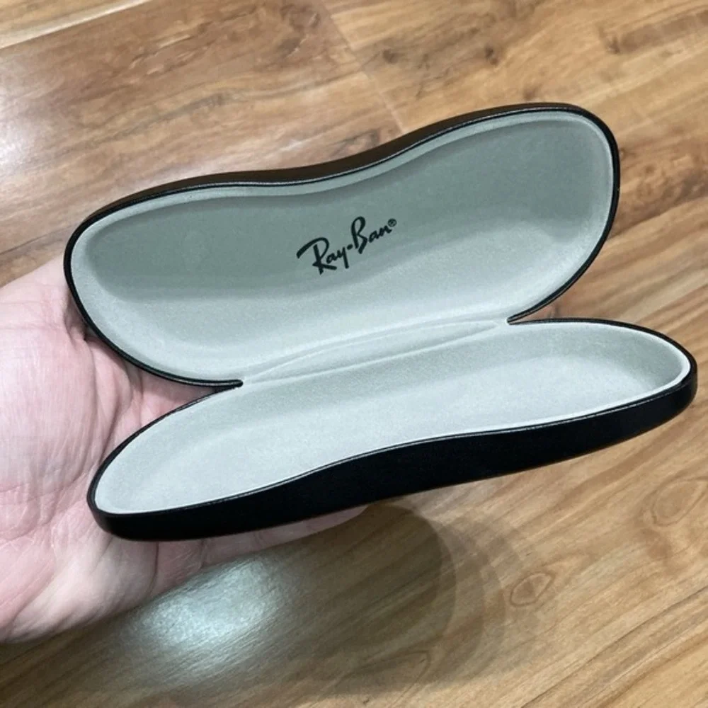 Ray Ban Glasses Case Clamshell Hard Black Leather Suede Standard‎ Size
